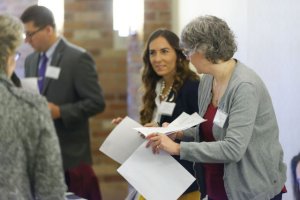 two people speaking at Pandion Healthcare Innovations Conference in 2017