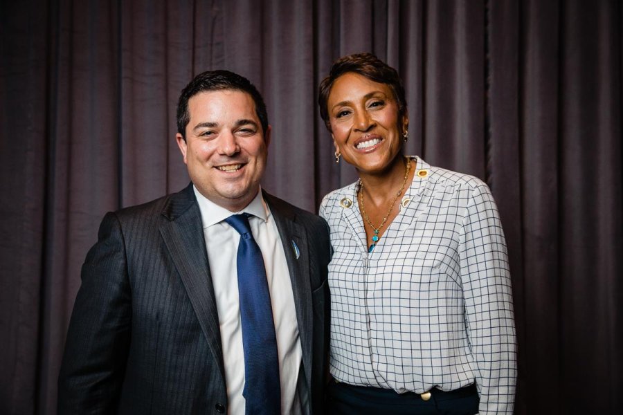 Pandion President and CEO Travis Heider with Good Morning America host Robin Roberts