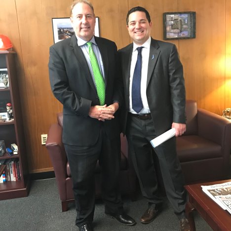 Travis Heider (rt), President and CEO of Pandion Healthcare: Education and Advocacy meets with Senator Joe Robach (lt) in Albany, NY.