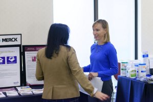 two people speaking at Pandion Healthcare Innovations Conference in 2017