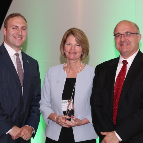 From left: Nicholas Henley, Vice President for External Affairs at HANYS, Eva Benedict, RN, FACHE, President and CEO Jones Memorial Hospital, Paul Muraca, Vice President, Member Engagement, AHA