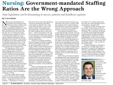 Newspaper article about government-mandated staffing ratios